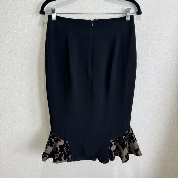 Mary Katrantzou Skirt Womens 8 Black Velvet Floral Trumpet Feminine Fairy Grunge - Picture 5 of 16